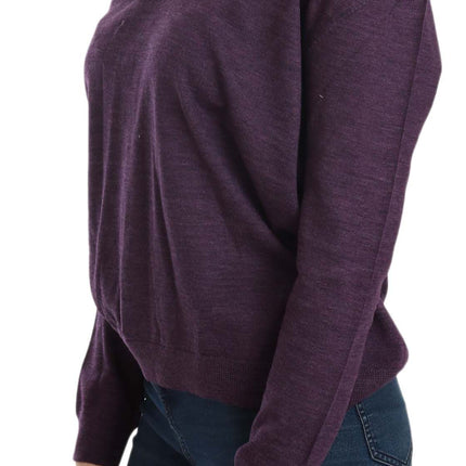 Elegant Purple V-Neck Wool Blouse