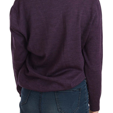 Elegant Purple V-Neck Wool Blouse