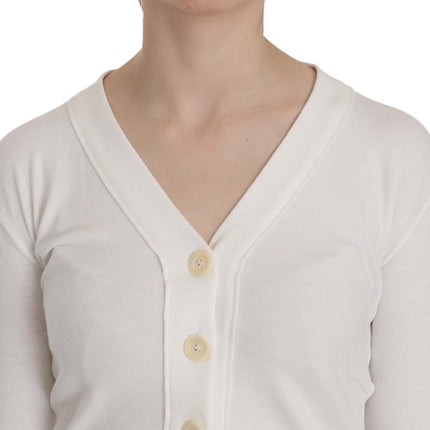 Elegante blusa blanca de cárdigan corta en V corta