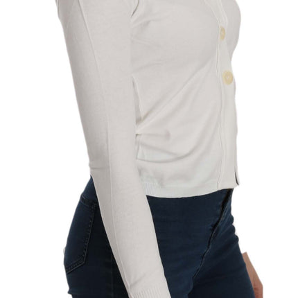 Elegante blusa blanca de cárdigan corta en V corta