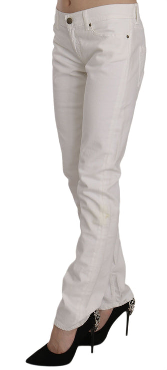 Pantalon de mélange en coton skinny blanc chic