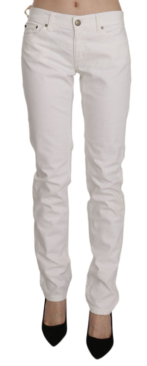 Pantalon de mélange en coton skinny blanc chic