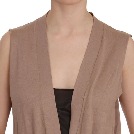 Giurre cardigan in cotone senza maniche chic - marrone elegante