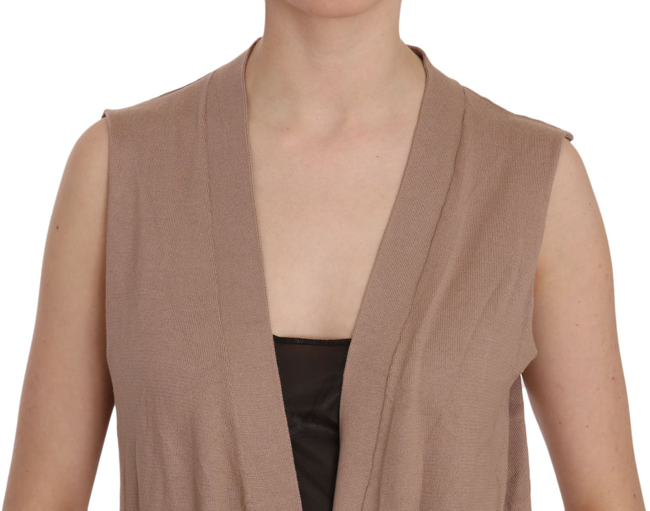 Giurre cardigan in cotone senza maniche chic - marrone elegante