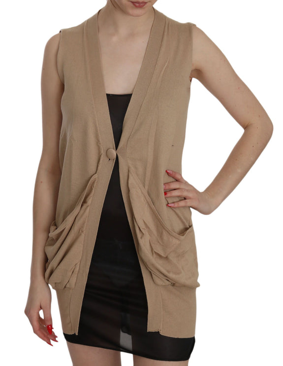 Elegante Top di cardigan in cotone senza maniche