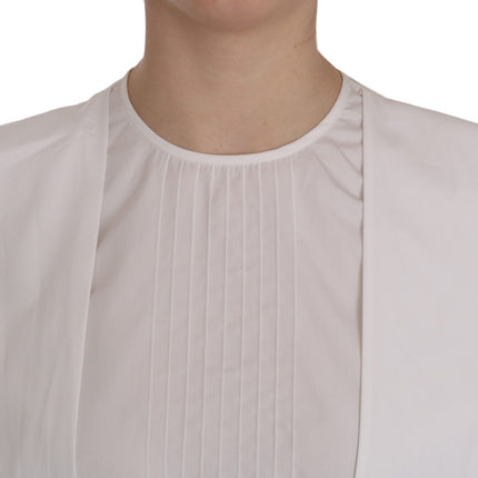 Elegante tapa del cuello de la tripulación de algodón blanco de algodón