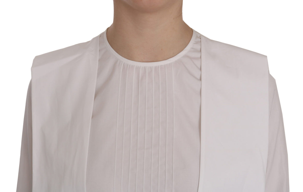 Elegante tapa del cuello de la tripulación de algodón blanco de algodón