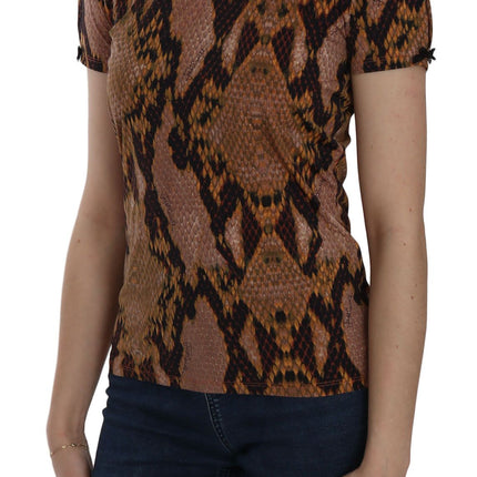 Alluring Brown Snake Skin Pattern Blouse