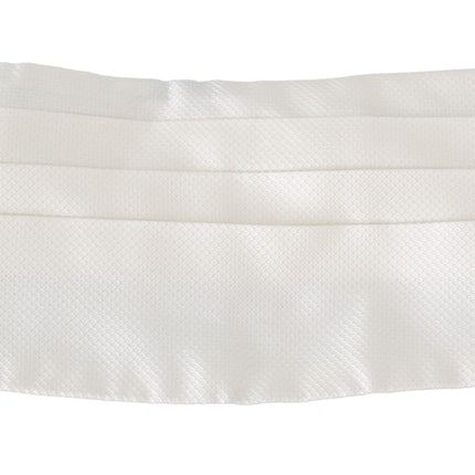 Elegant Silk White Patterned Cummerbund