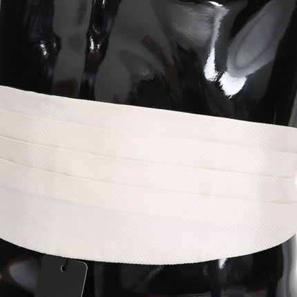 Elegant Silk White Patterned Cummerbund