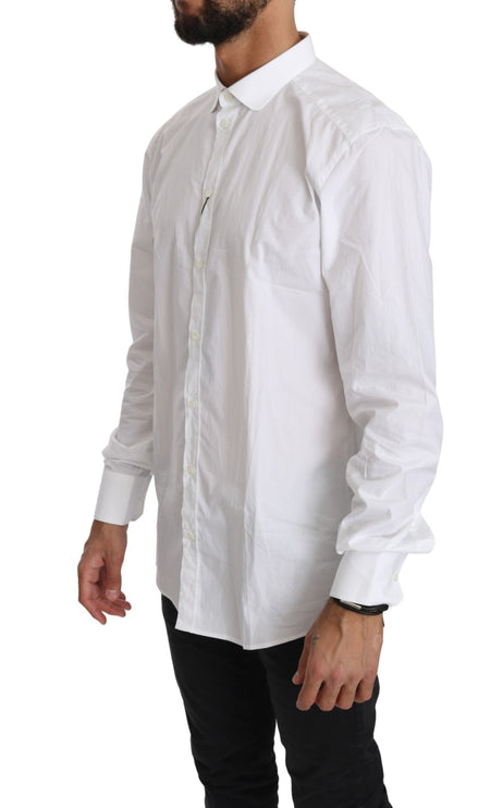 Elegant wit katoenen goud fit shirt