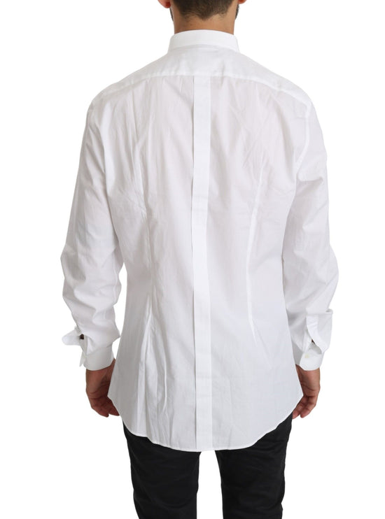 Elegant wit katoenen goud fit shirt