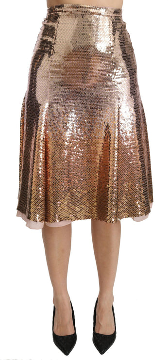 Gouden lovertjes hoge taille rok