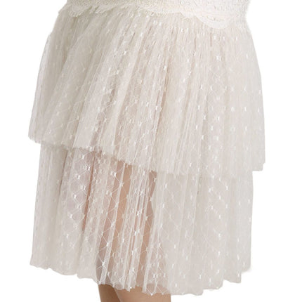 Elegante witte kant met hoge taille rok