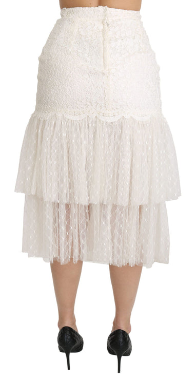 Elegante witte kant met hoge taille rok