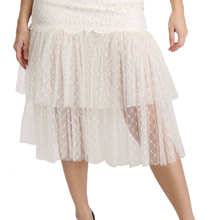 Elegante witte kant met hoge taille rok