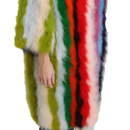 Elegant Multicolor Feather Long Coat Jacket