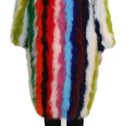 Elegant Multicolor Feather Long Coat Jacket