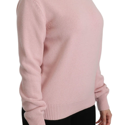 Cashmere-Blend Pink Crew Neck Sweater