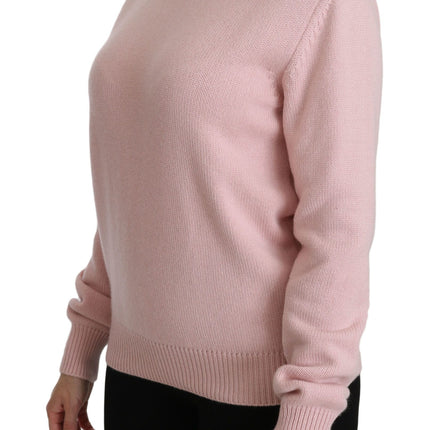 Cashmere-Blend Pink Crew Neck Sweater