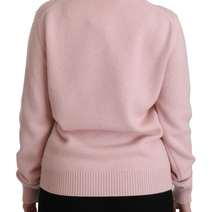 Cashmere-Blend Pink Crew Neck Sweater