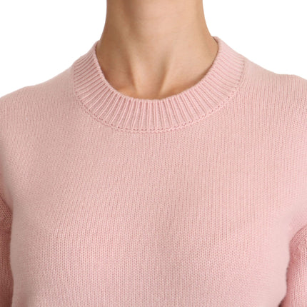 Cashmere-Blend Pink Crew Neck Sweater