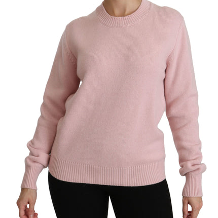 Cashmere-Blend Pink Crew Neck Sweater