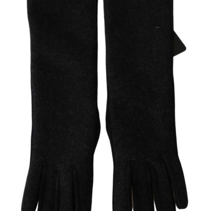 Elegant Mid-Length Wool Gloves in Black