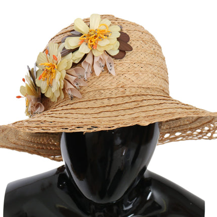 Elegant Beige Floral Bucket Hat