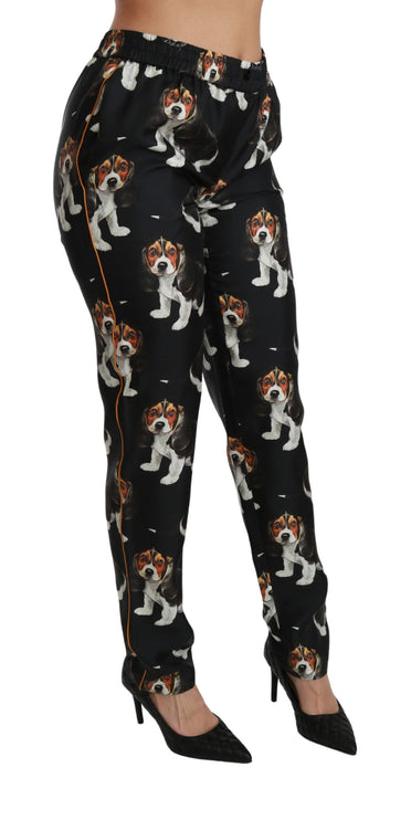 Pantalon imprimé de chien de chiot élégant en soie