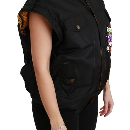 Elegant Black Bomber Jacket with Detachable Features