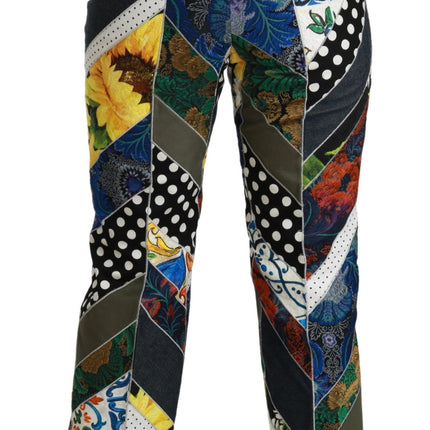 Élégant pantalon droit multicolore à taille haute