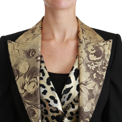 Veste à fleurs et gilet en or noir opulent