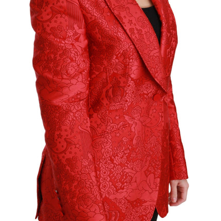 Blazer de patrón de ángel floral rojo