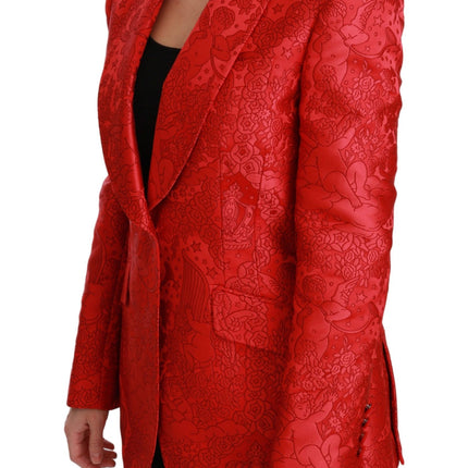 Blazer de patrón de ángel floral rojo