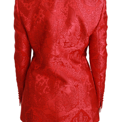 Blazer de patrón de ángel floral rojo