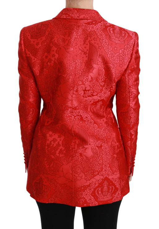 Blazer à motif d'ange floral rouge