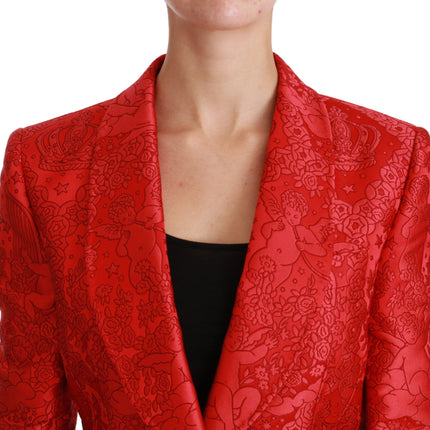 Blazer de patrón de ángel floral rojo