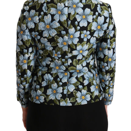 Elegant Floral Brocade Blazer Coat Jacket