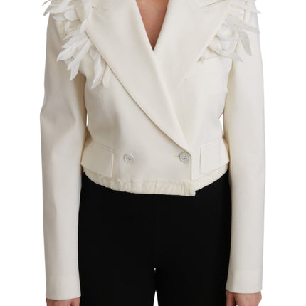 Elegant White Double Breasted Blazer Jacket