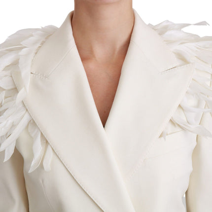 Elegant White Double Breasted Blazer Jacket