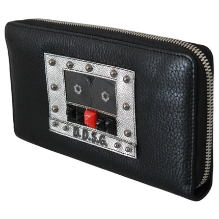 Elegante Cartera Continental de Piel Negra con Cremallera