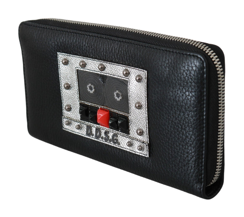 Elegante Cartera Continental de Piel Negra con Cremallera