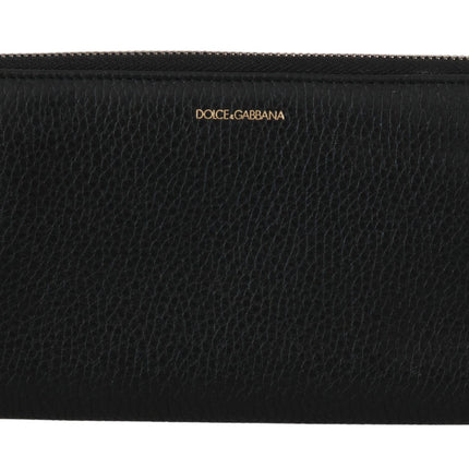 Elegante Cartera Continental de Piel Negra con Cremallera