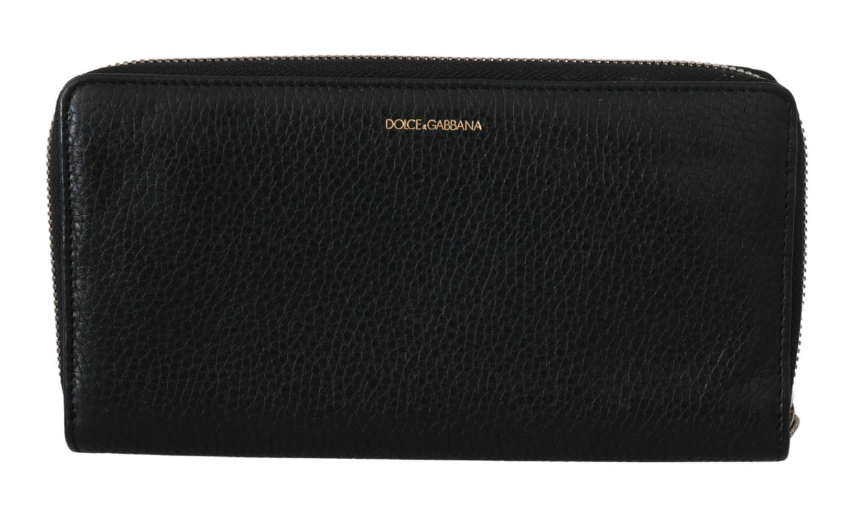 Elegante Cartera Continental de Piel Negra con Cremallera