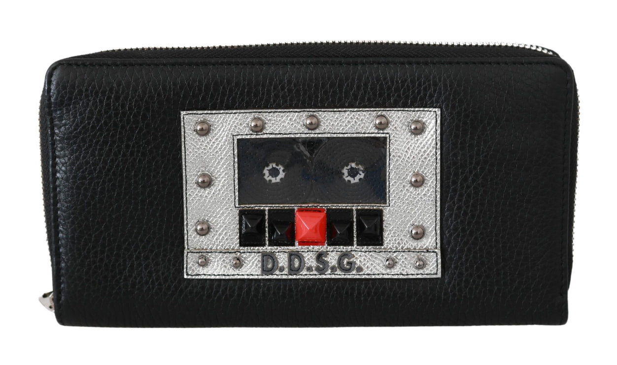 Elegante Cartera Continental de Piel Negra con Cremallera