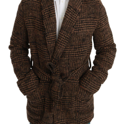 Elegant Brown Alpaca Blend Bled Cape Jacket