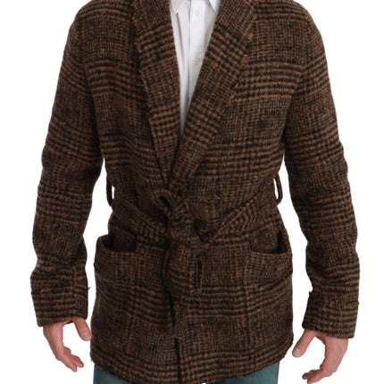 Elegant Brown Alpaca Blend Bled Cape Jacket