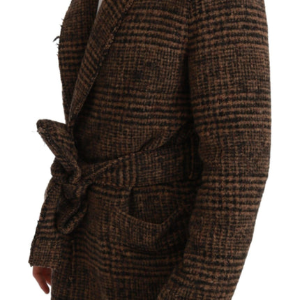 Elegant Brown Alpaca Blend Bled Cape Jacket