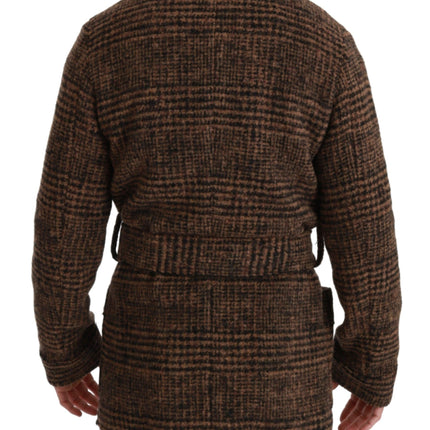 Elegant Brown Alpaca Blend Bled Cape Jacket